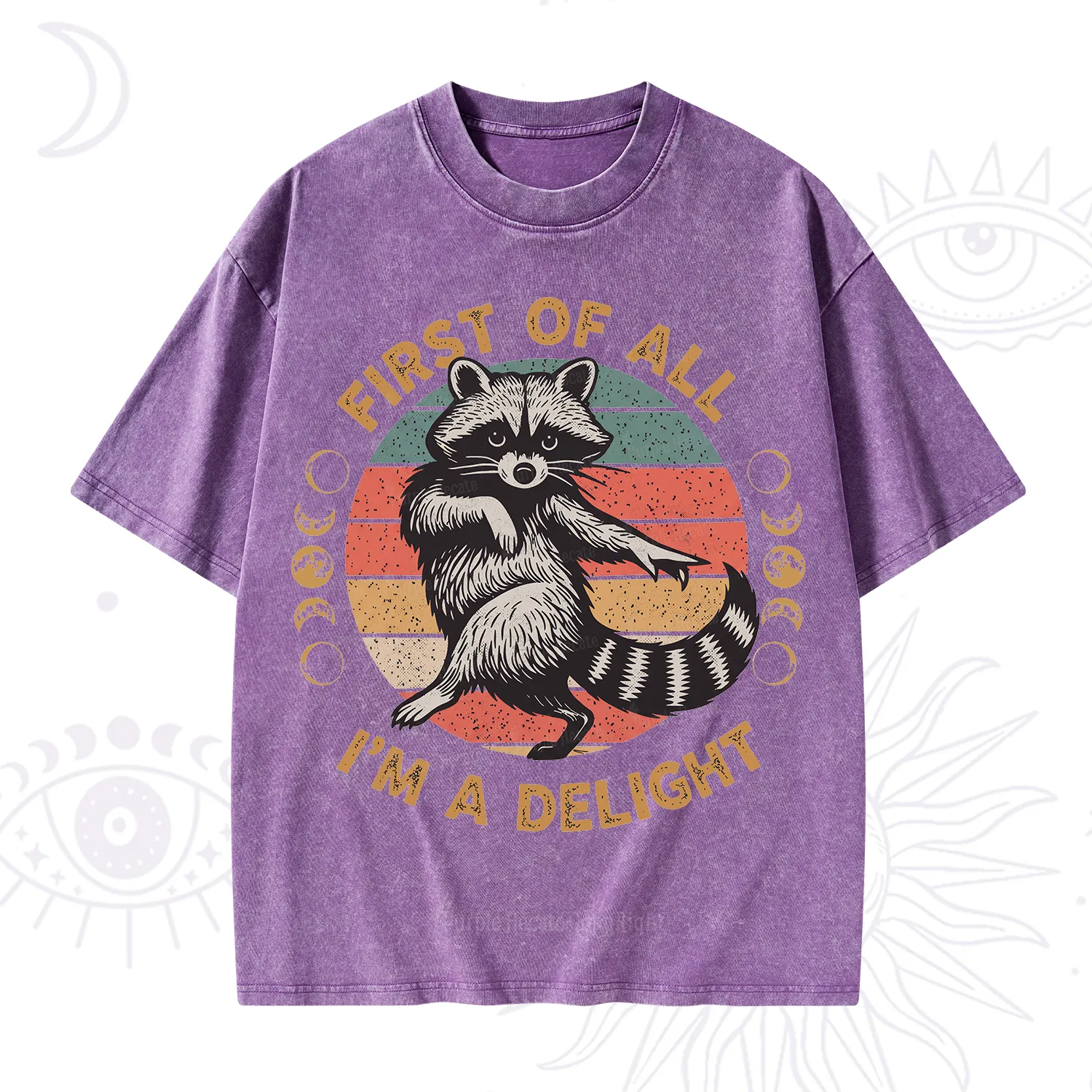 Purplehecate First of All I'm A Delight Raccoon Washed T-Shirt
