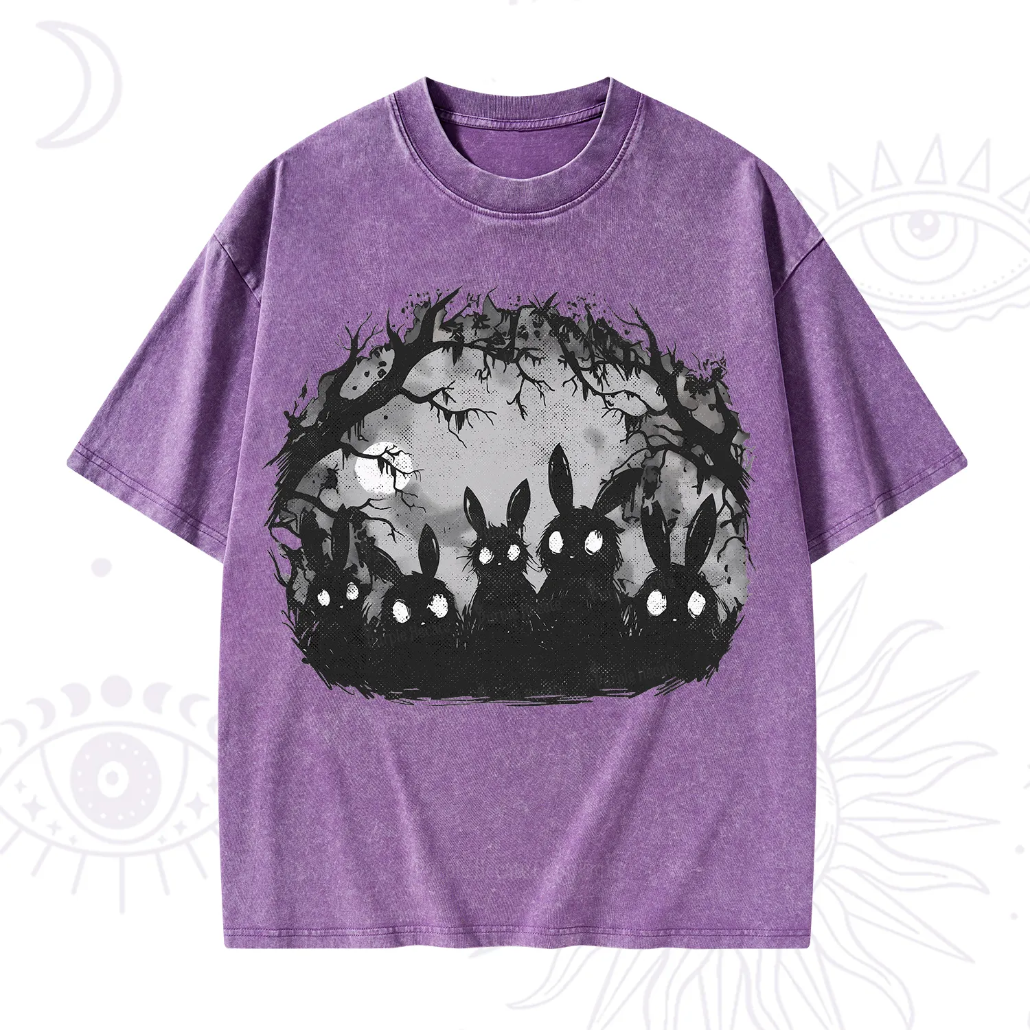 Purplehecate Creepy Weirdcore Bunny Washed T-Shirt