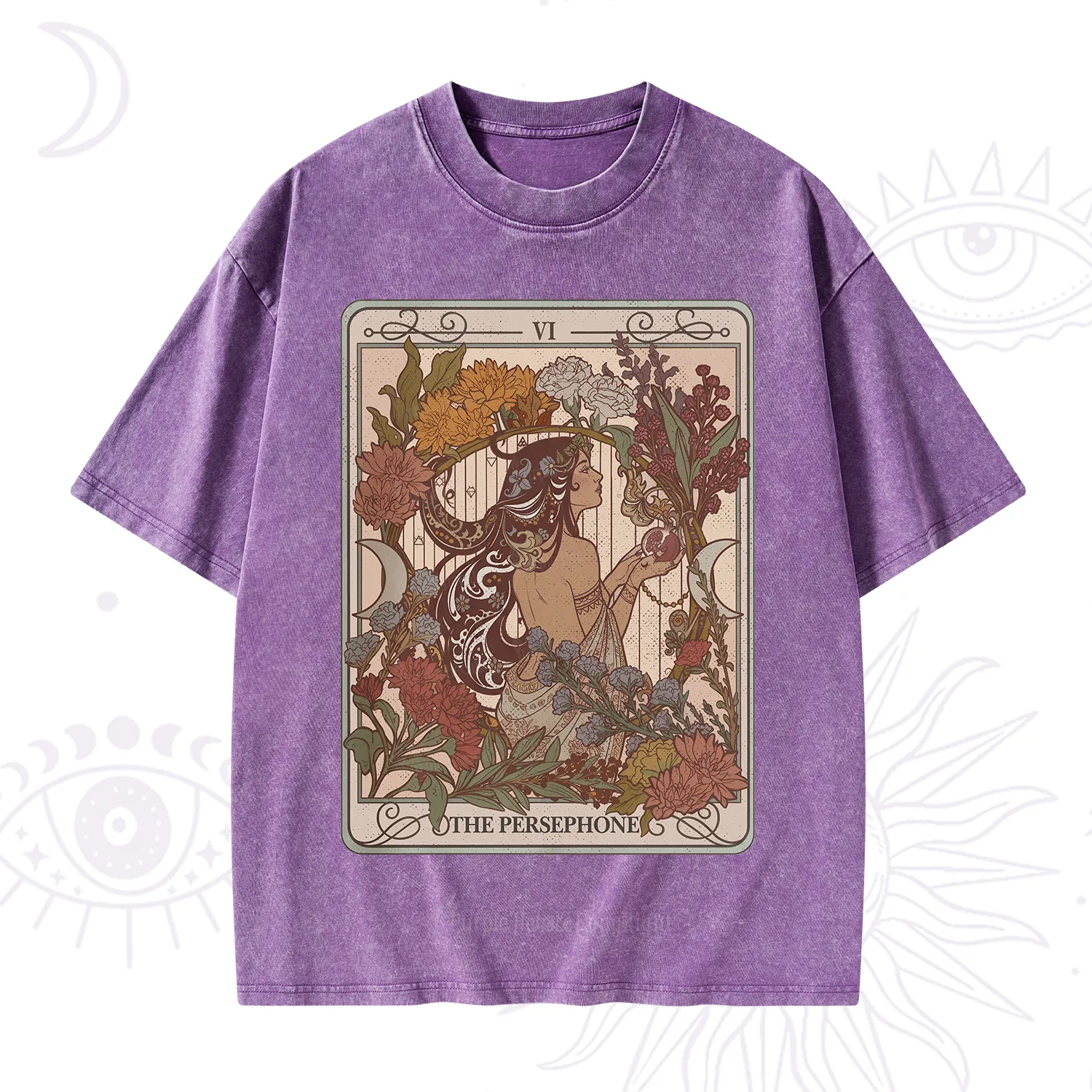 Purplehecate The Persephone Goddess Tarot Card Washed T-Shirt