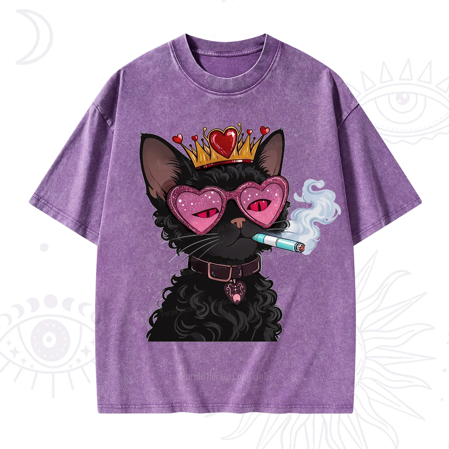 Purplehecate Join the Baddie Era Queen Cat Washed T-Shirt