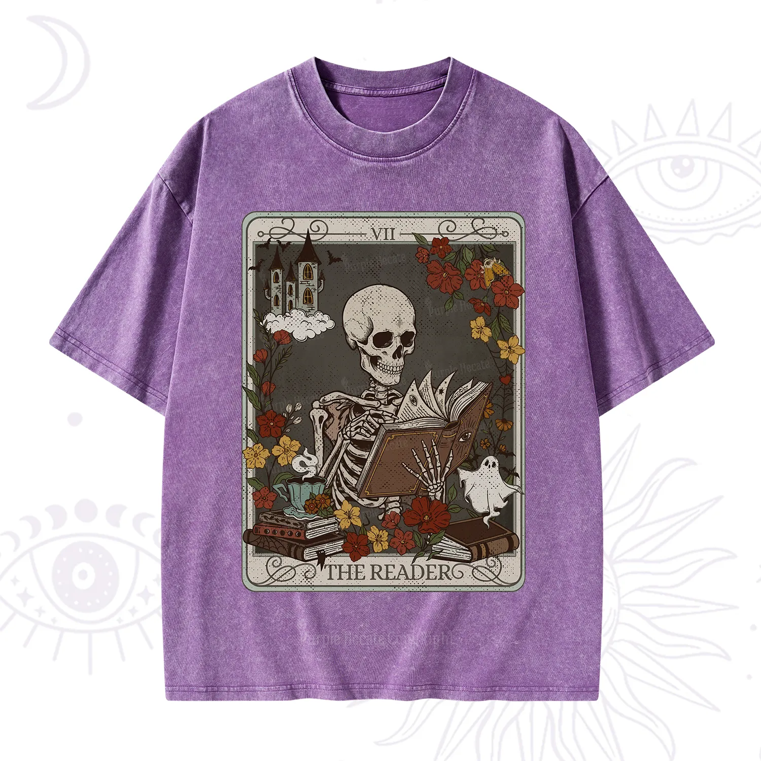 Purplehecate The Reader Tarot Card Washed T-Shirt