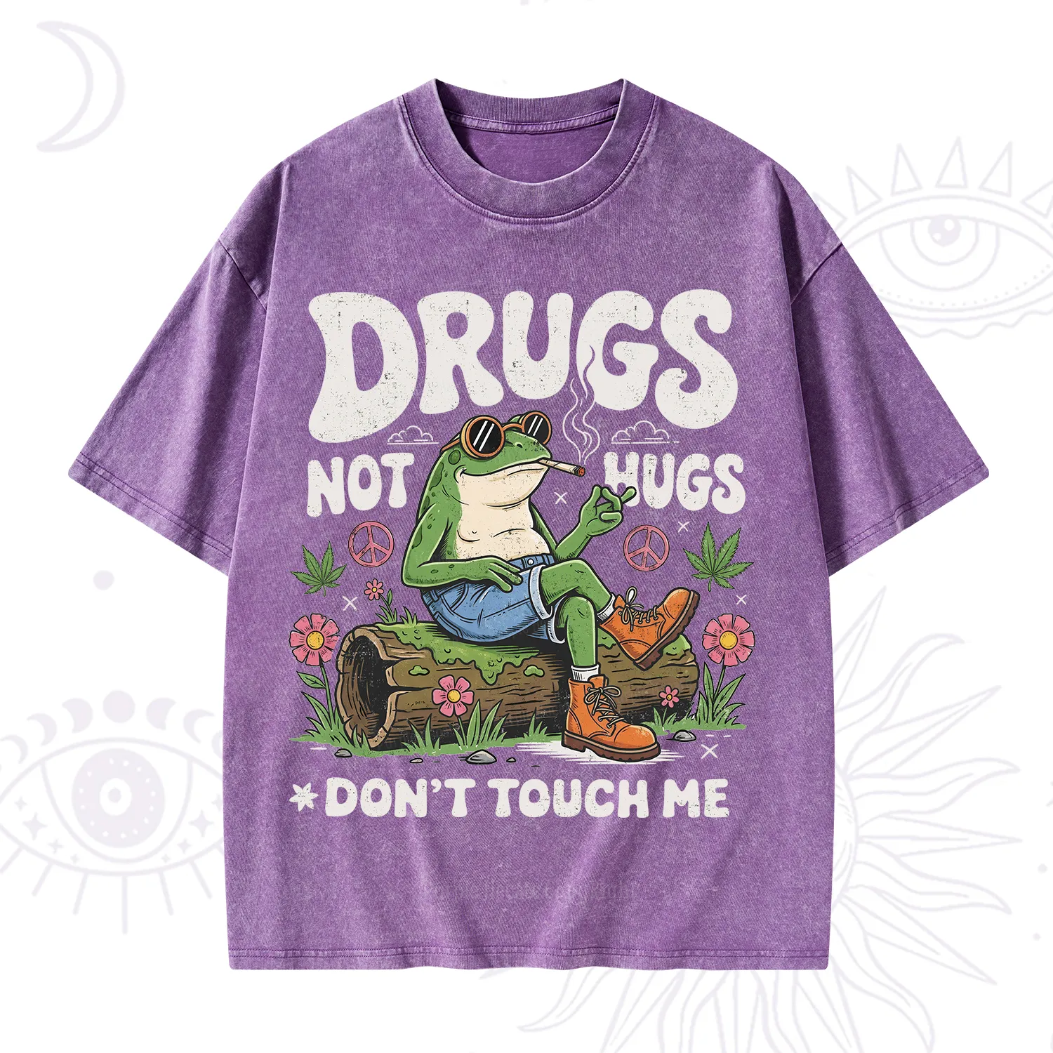 Purplehecate Drugs Not Hugs Washed T-Shirt