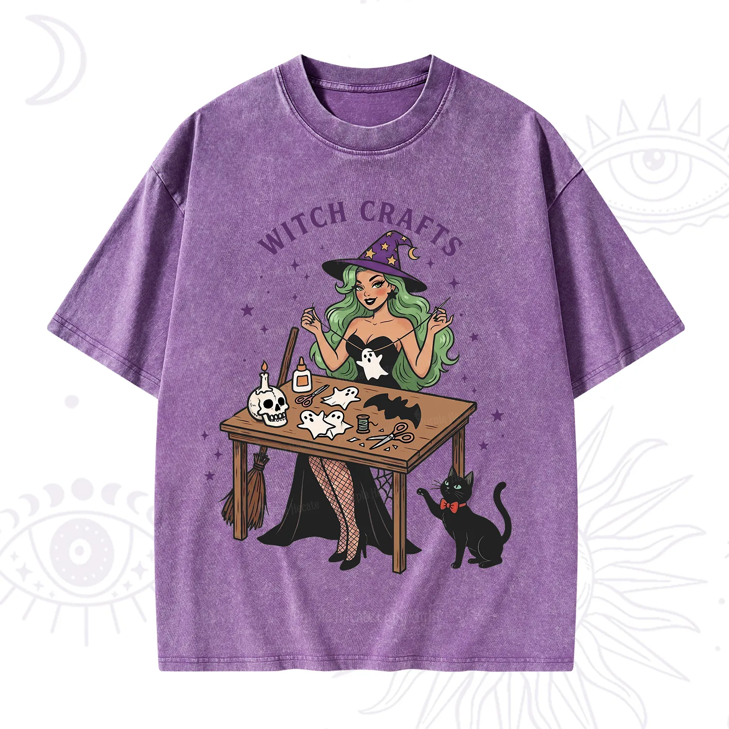 Purplehecate Quirky Witch Crafts Washed T-Shirt