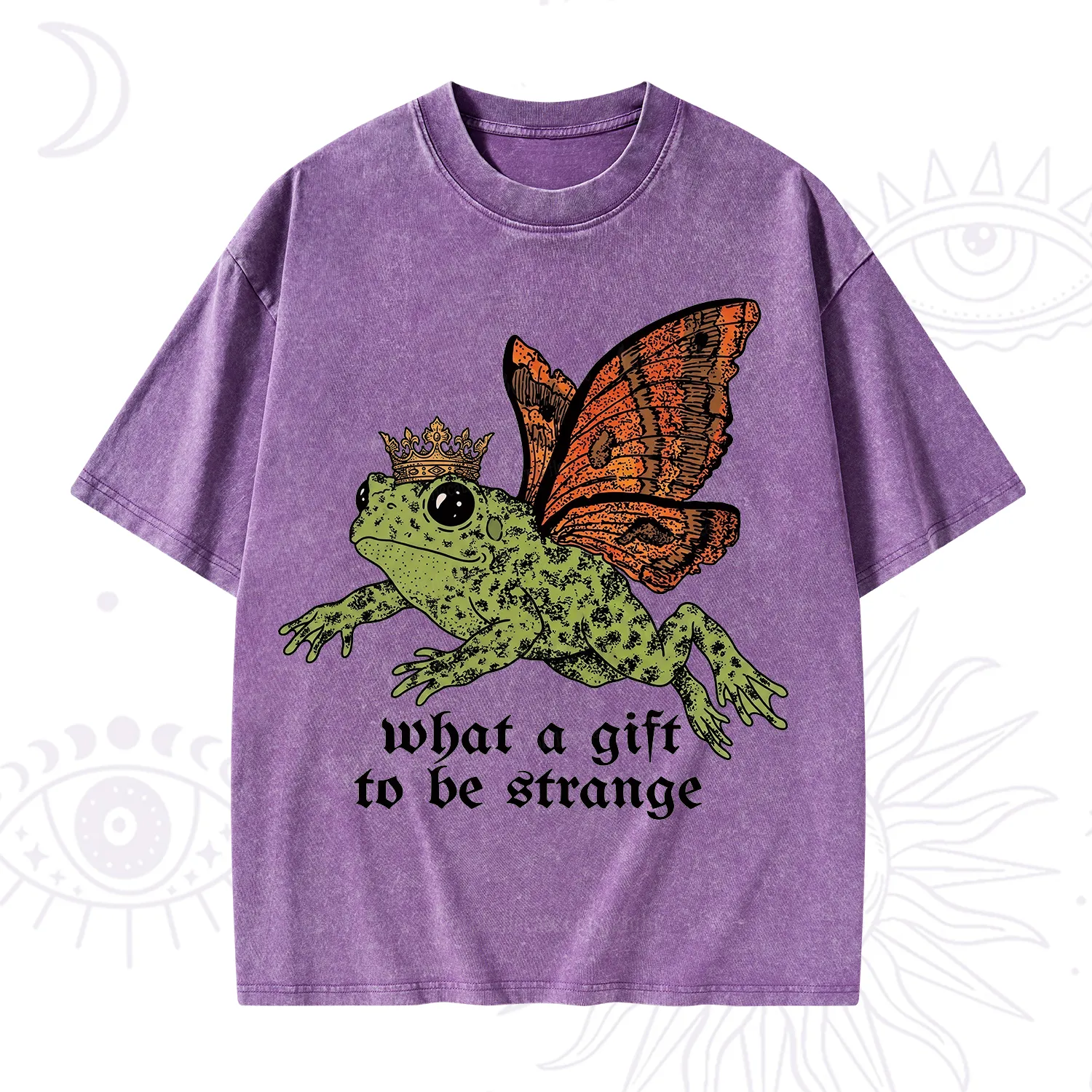 Purplehecate What a Gift to Be Strange Frog Washed T-Shirt