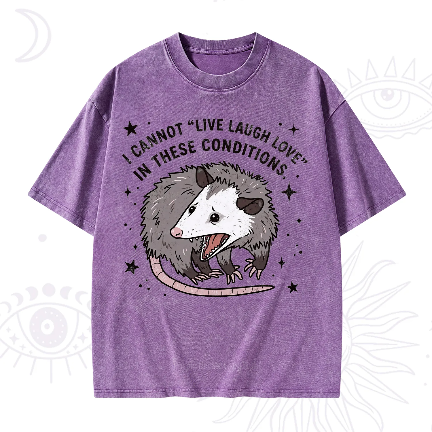 Purplehecate I Cannot Live Laugh Love Possum Washed T-Shirt