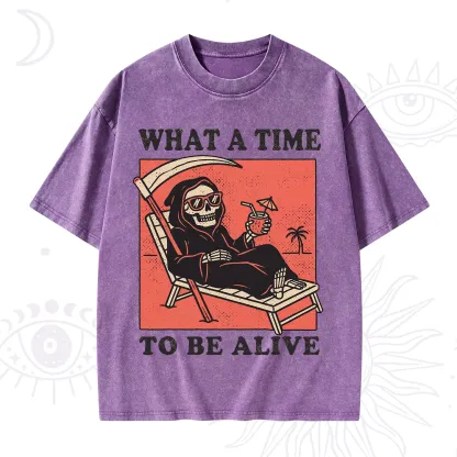 Purplehecate What A Time To Be Alive Washed T-Shirt