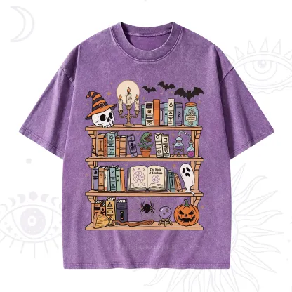 Purplehecate Halloween Library Washed T-Shirt