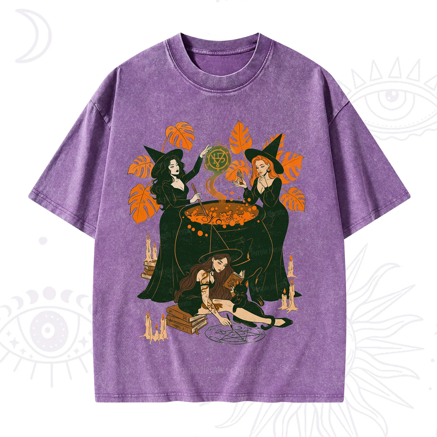Purplehecate Midnight Potion Ritual Halloween Washed T-Shirt
