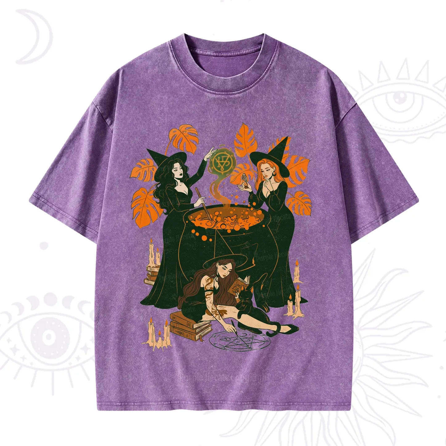Purplehecate Midnight Potion Ritual Halloween Washed T-Shirt