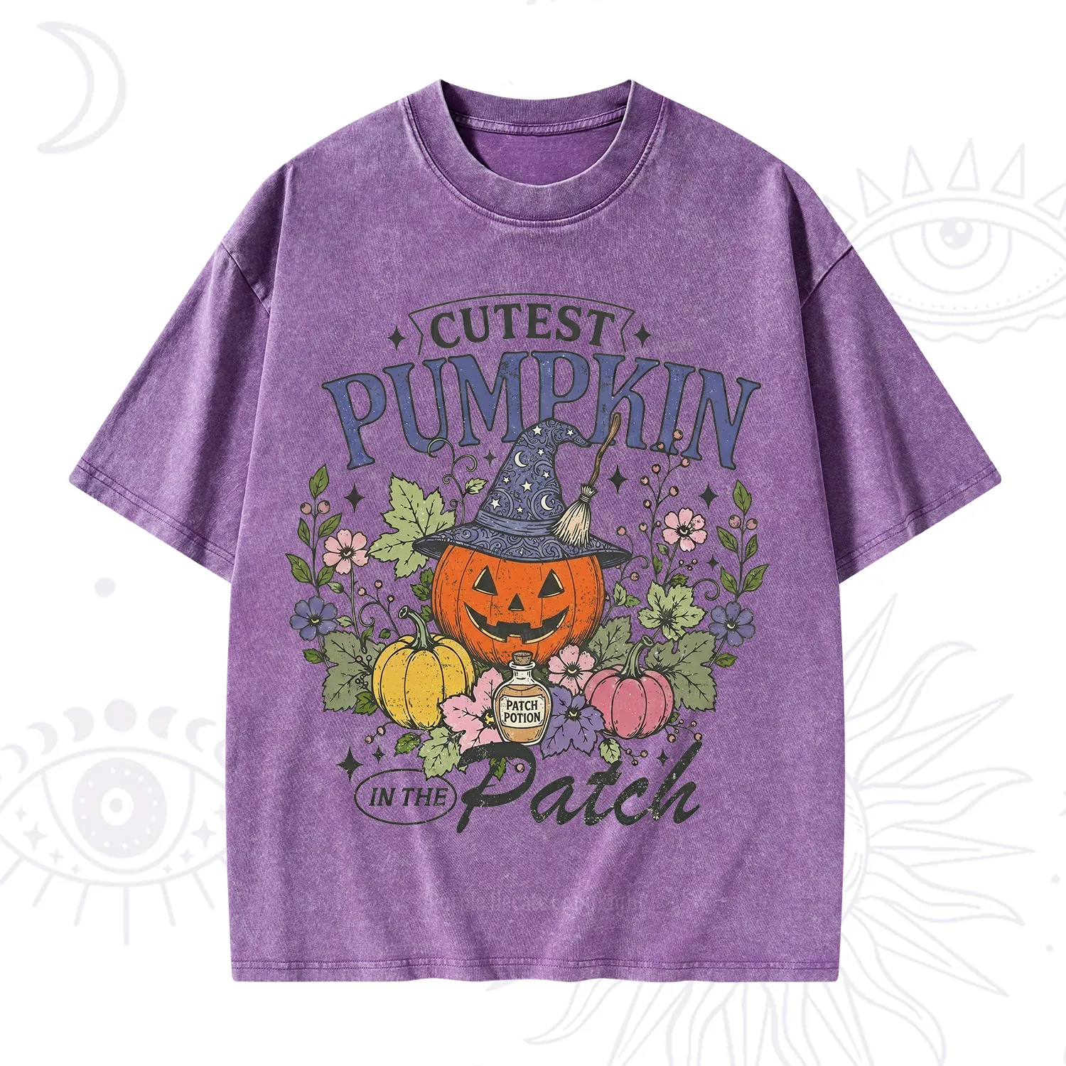 Purplehecate Cutest Pumpkin in the Patch Halloween Washed T-Shirt