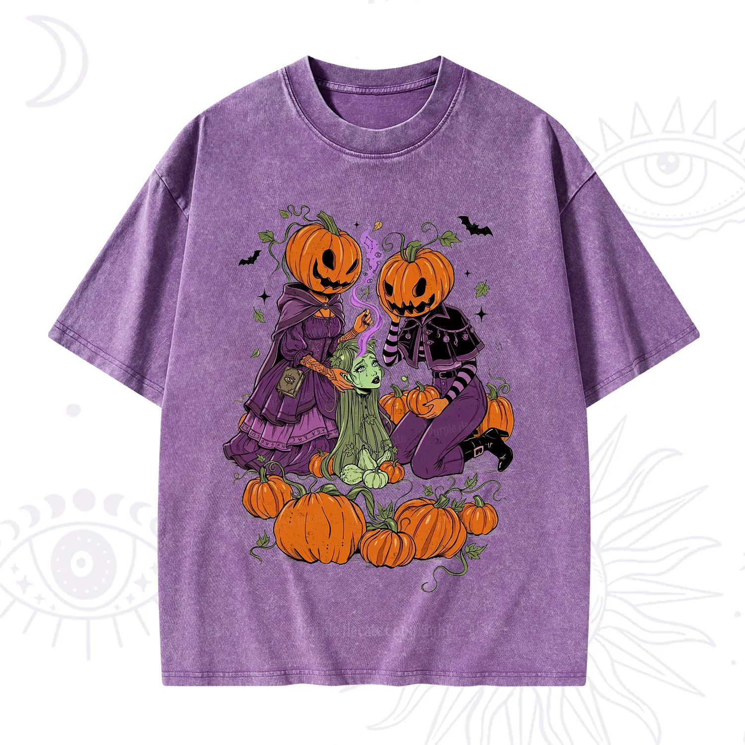 Purplehecate Spooky Witch Pumpkin Patch Washed T-Shirt