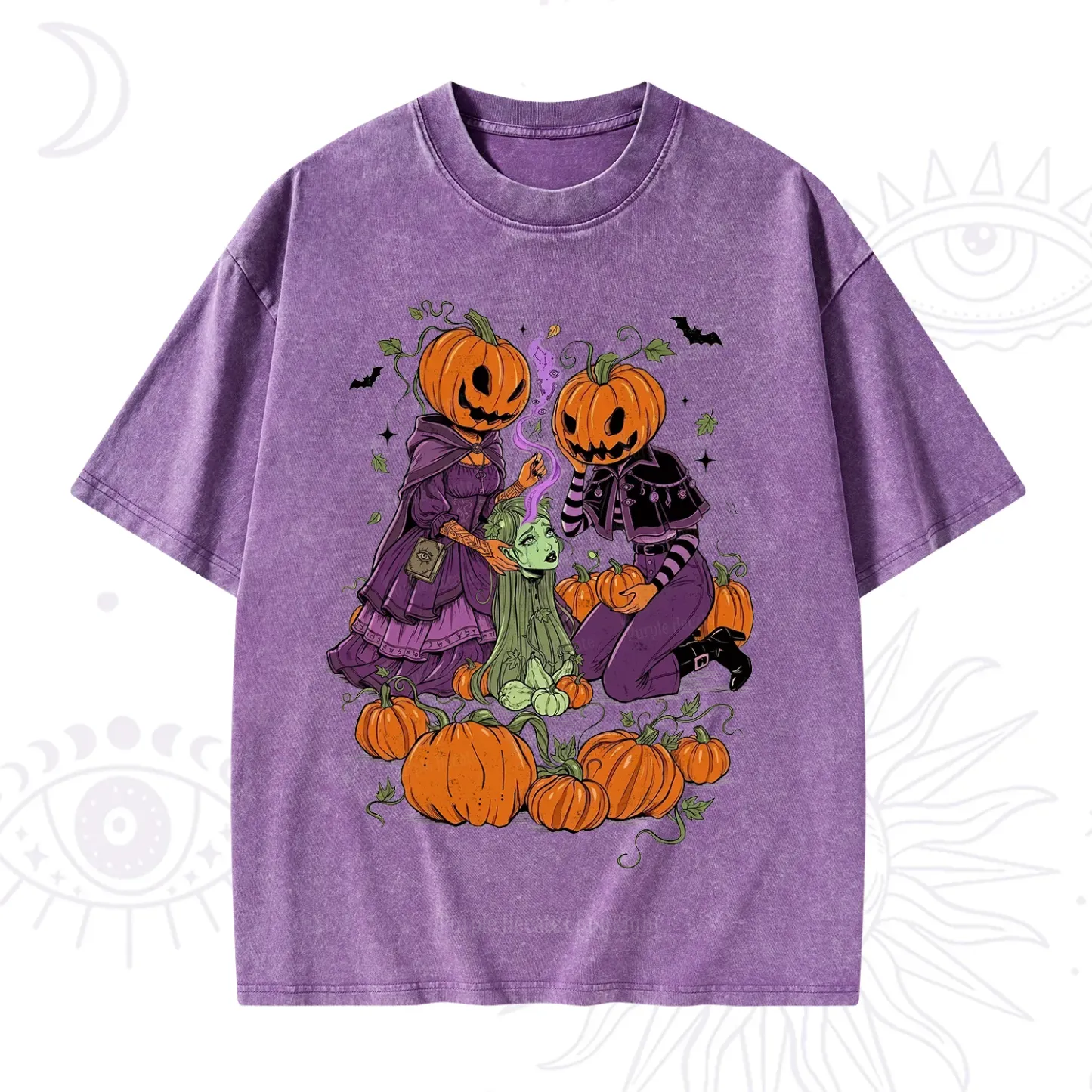 Purplehecate Spooky Witch Pumpkin Patch Washed T-Shirt