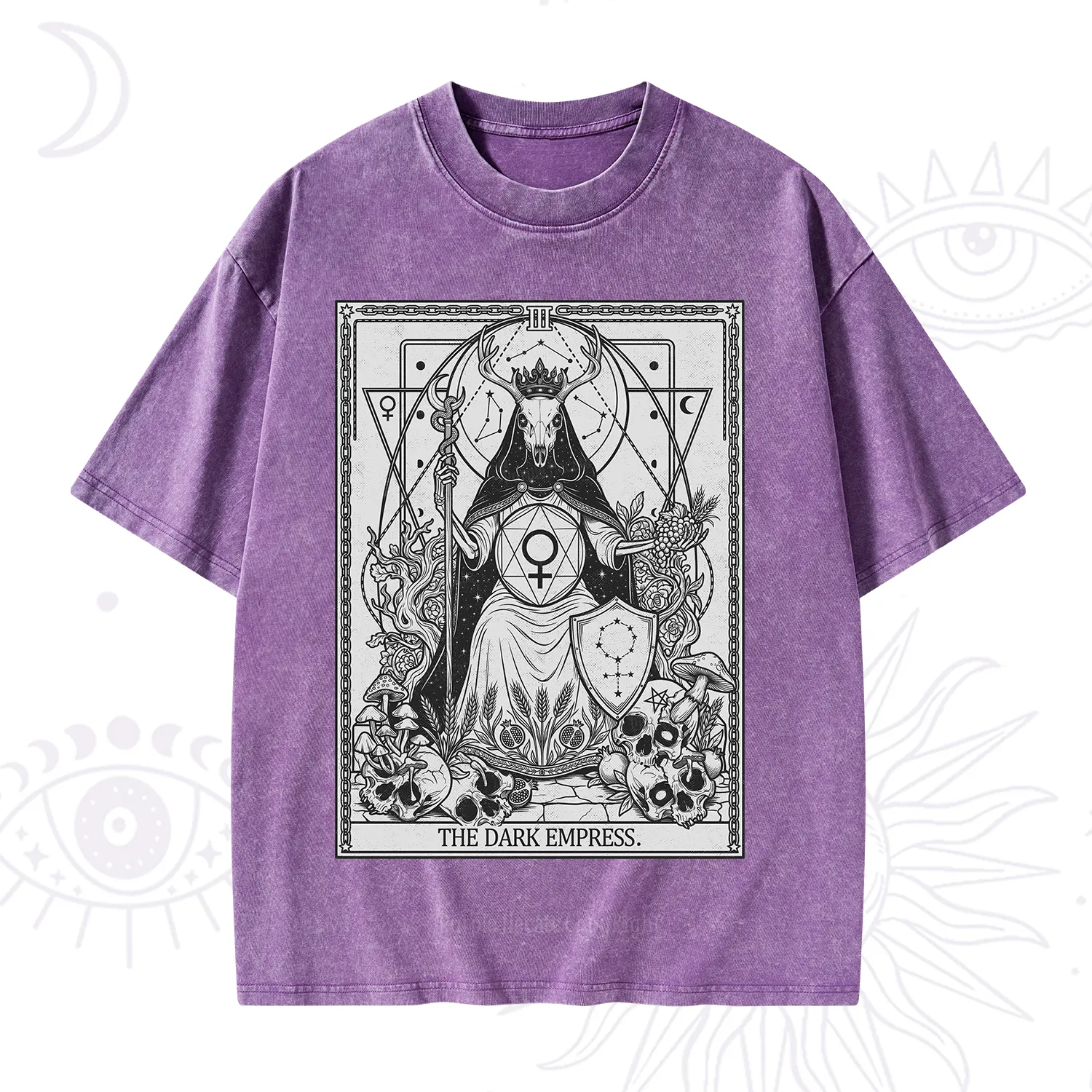 Purplehecate The Dark Empress Tarot Washed T-Shirt
