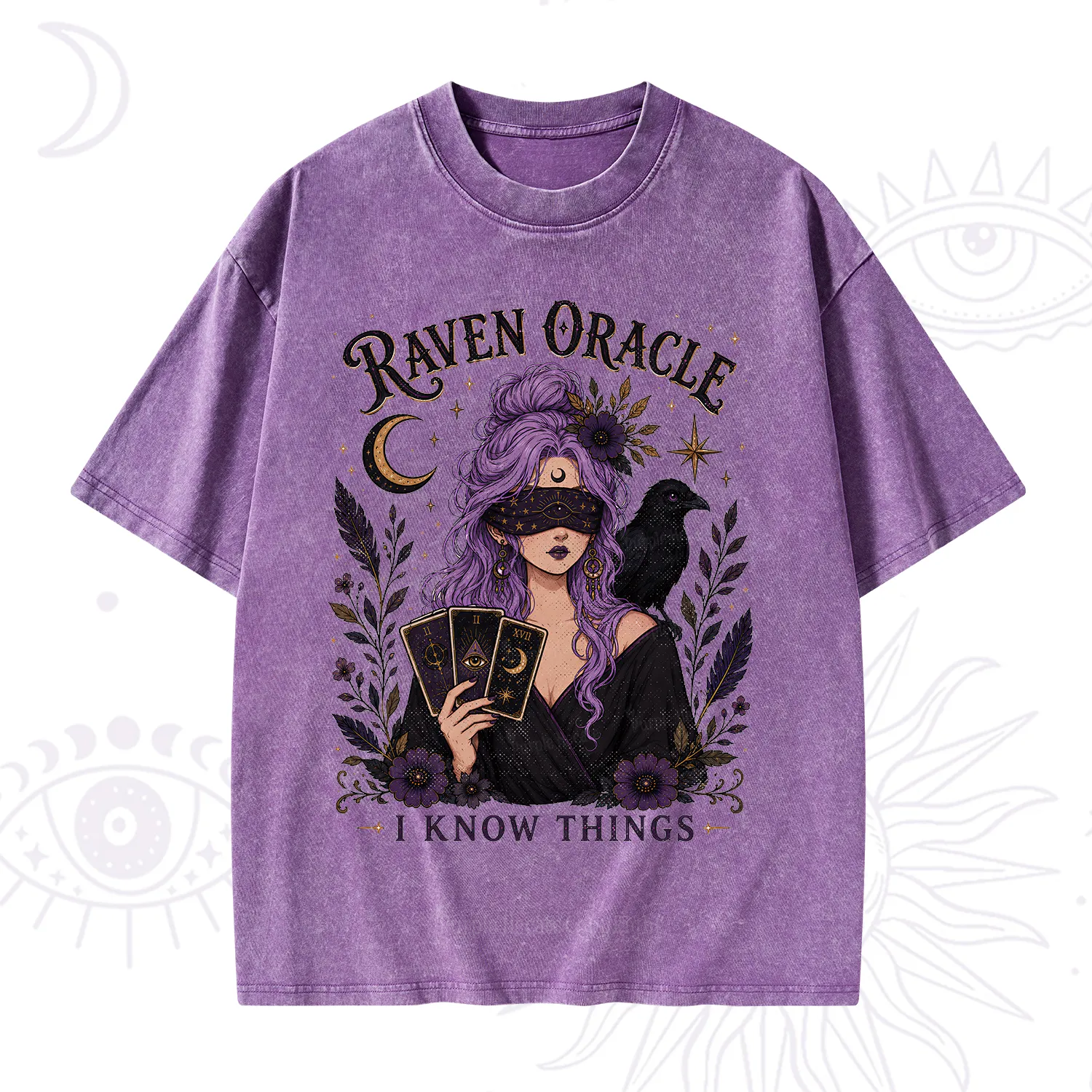 Purplehecate Raven Oracle I Know Things Witchy Washed T-Shirt
