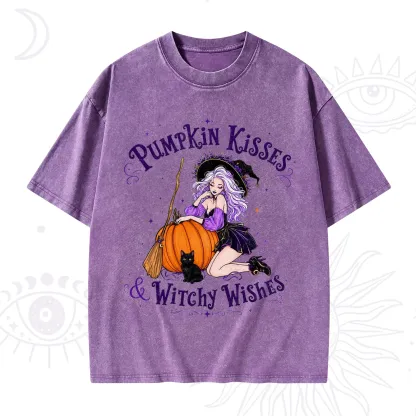 Purplehecate Pumpkin Kisses & Witchy Wishes Washed T-Shirt