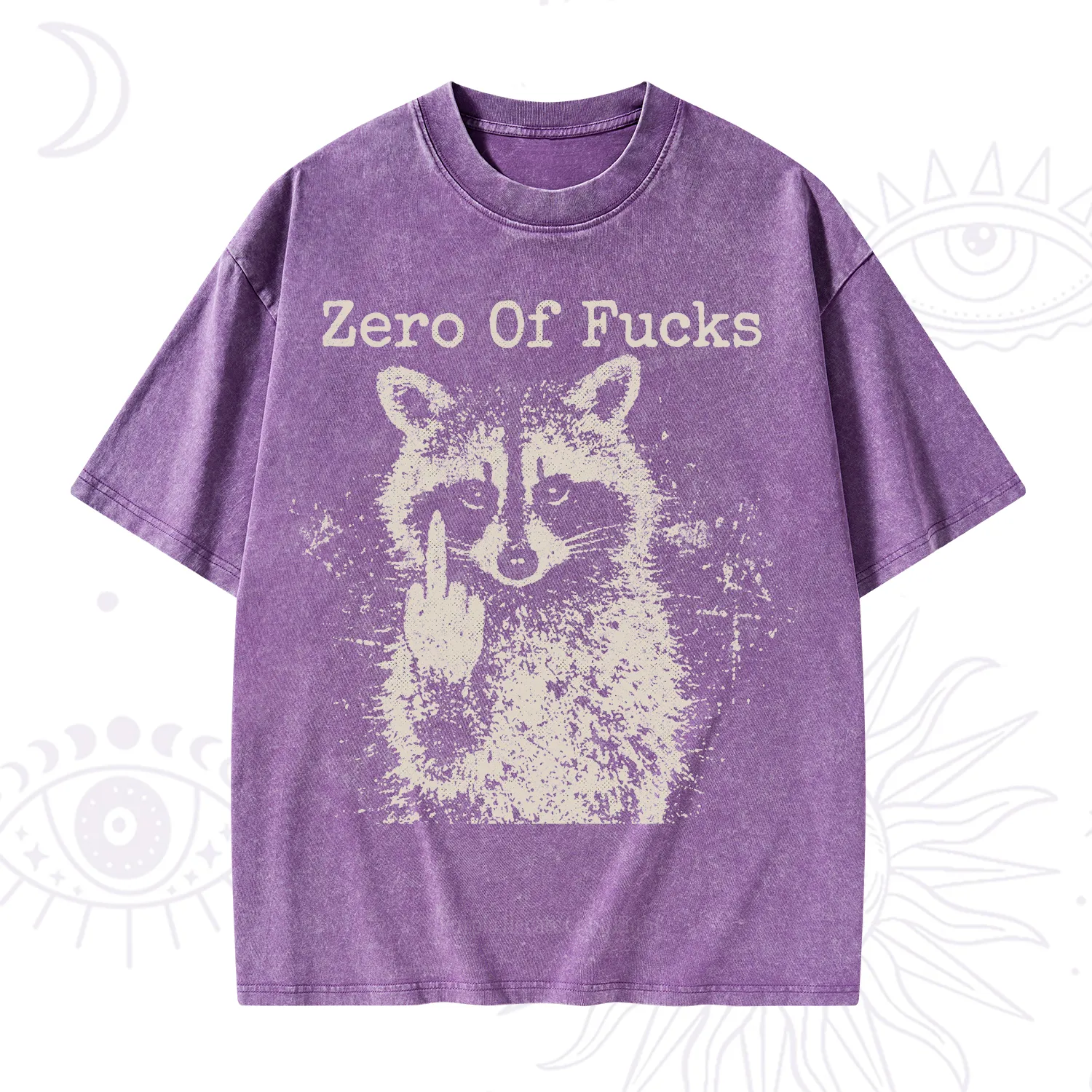 Purplehecate Zero Of Fucks Raccoon Washed T-Shirt