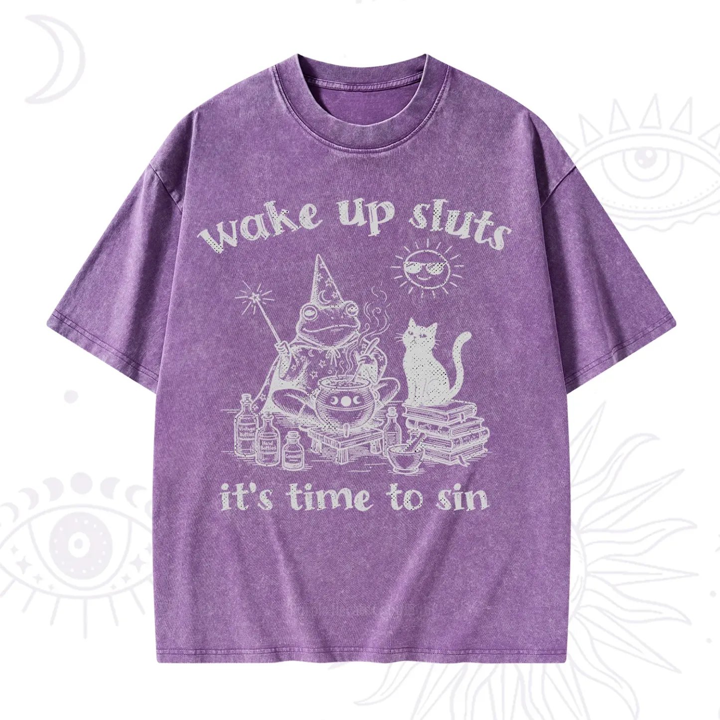 Purplehecate Wake Up Sluts It's Time to Sin Witch Frog Washed T-Shirt