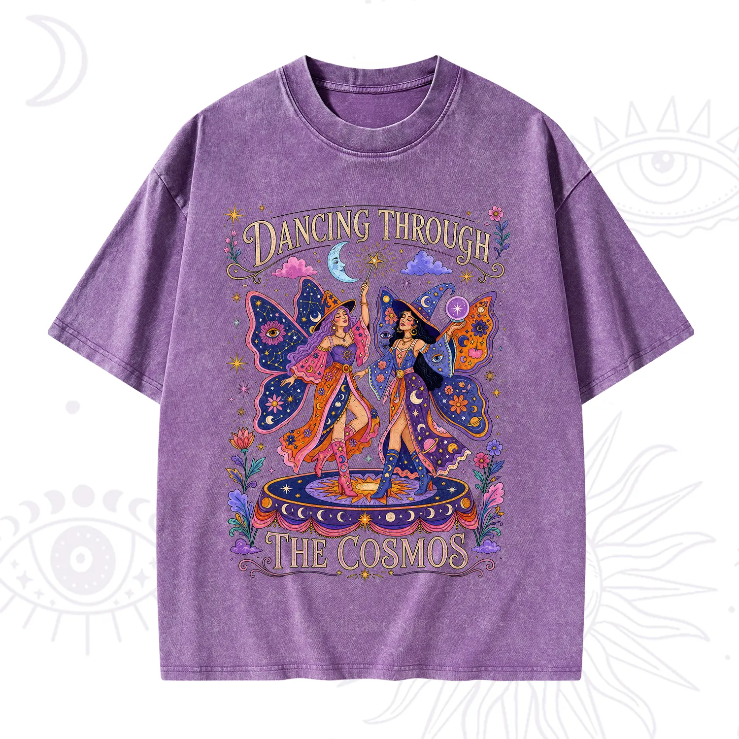 Purplehecate Dancing Through the Cosmos Washed T-Shirt