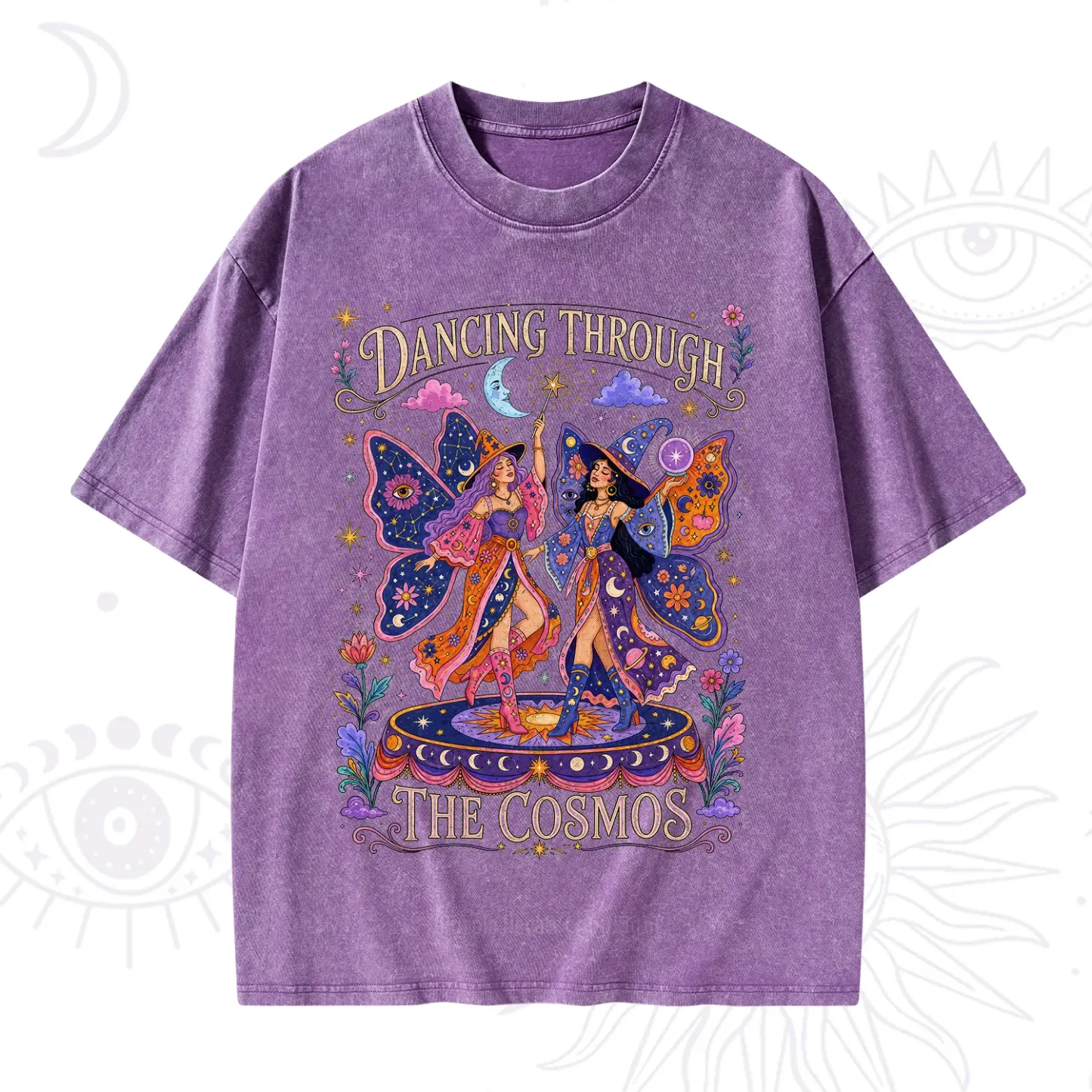 Purplehecate Dancing Through the Cosmos Washed T-Shirt