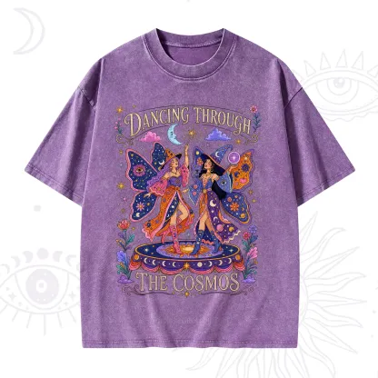 Purplehecate Dancing Through the Cosmos Washed T-Shirt