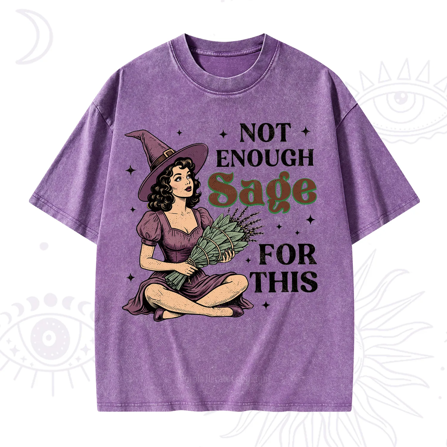 Purplehecate Not Enough Sage Witchcore Spiritual Washed T-Shirt