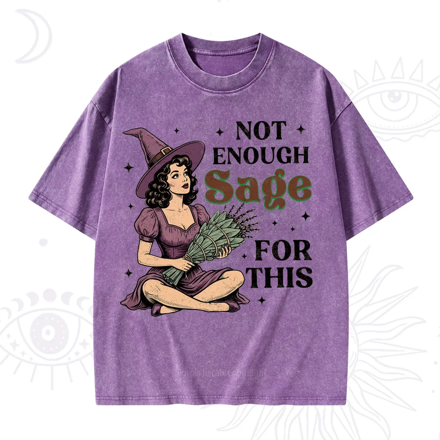 Purplehecate Not Enough Sage Witchcore Spiritual Washed T-Shirt