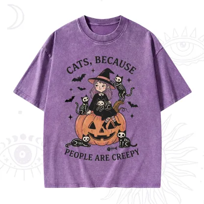 Purplehecate Cats Because People Are Creepy Washed T-Shirt