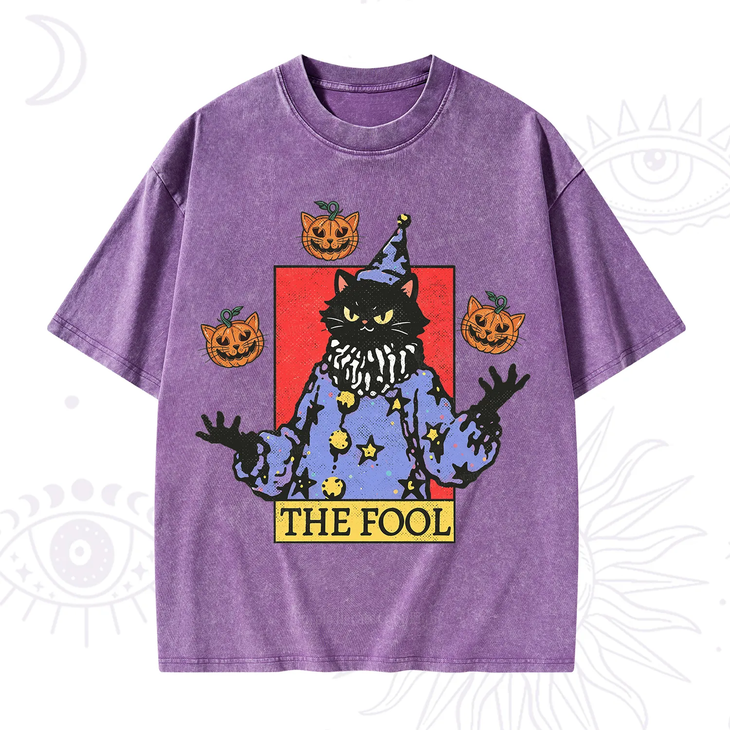 Purplehecate Spooky Fool Black Cat Washed T-Shirt