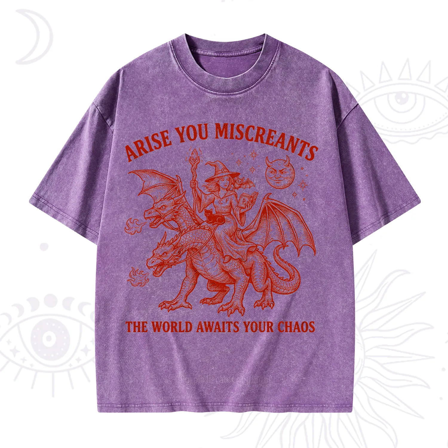 Purplehecate Arise You Miscreants Chaos Rider Witch Washed T-Shirt