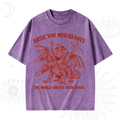 Purplehecate Arise You Miscreants Chaos Rider Witch Washed T-Shirt