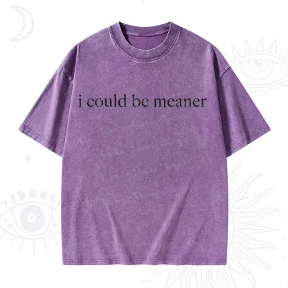 Purplehecate I Could Be Meaner Funny Sarcastic Washed T-Shirt