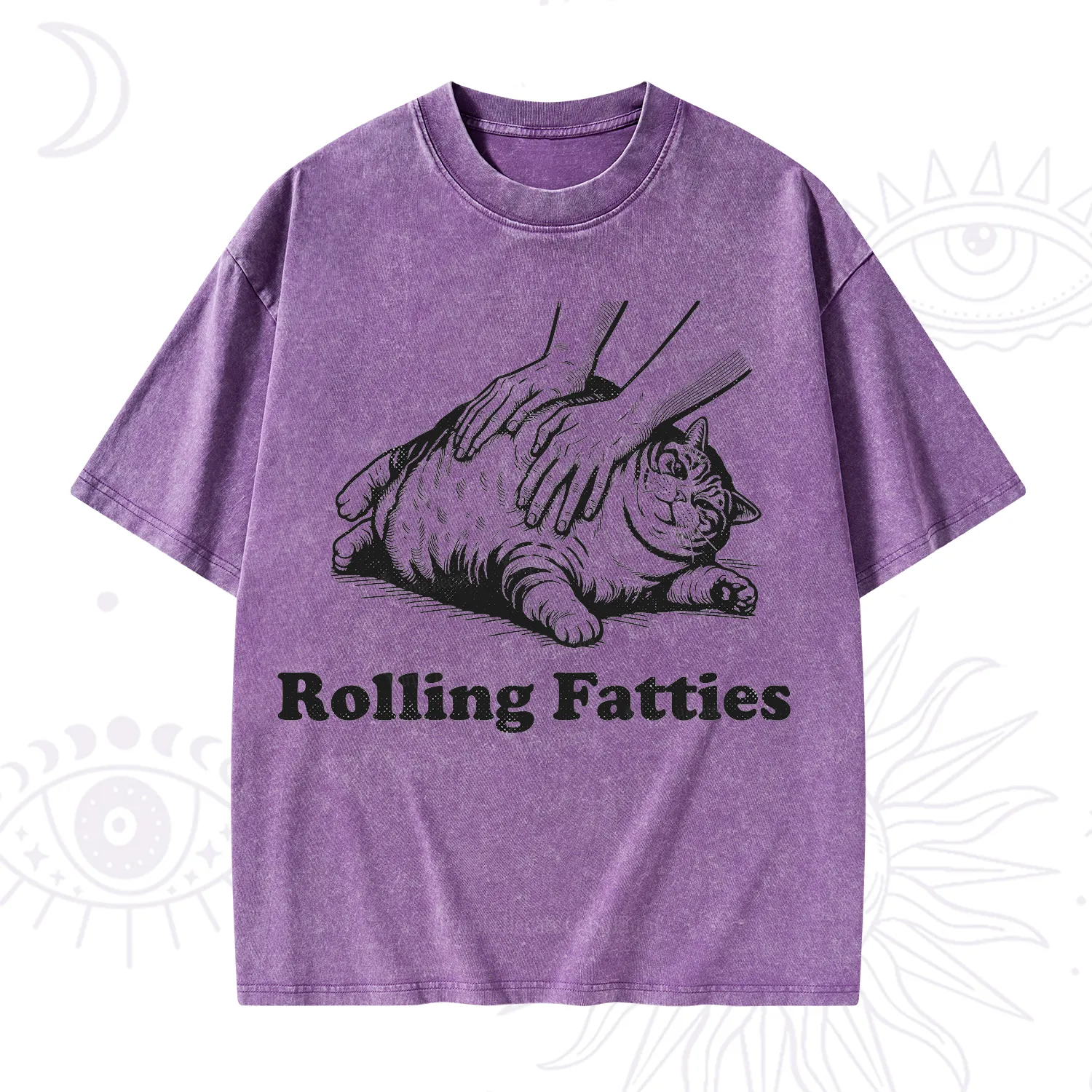 Purplehecate Rolling Fatties Cat Washed T-Shirt