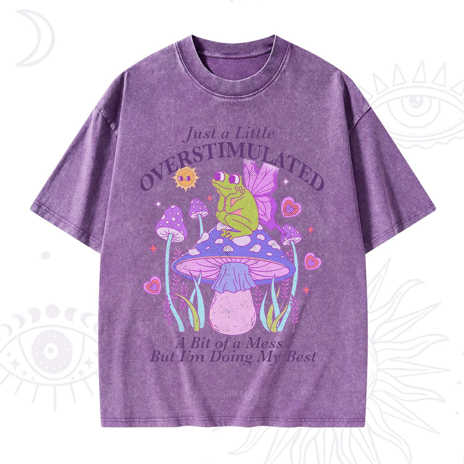 Purplehecate Just a Little Overstimulated Frog Washed T-Shirt