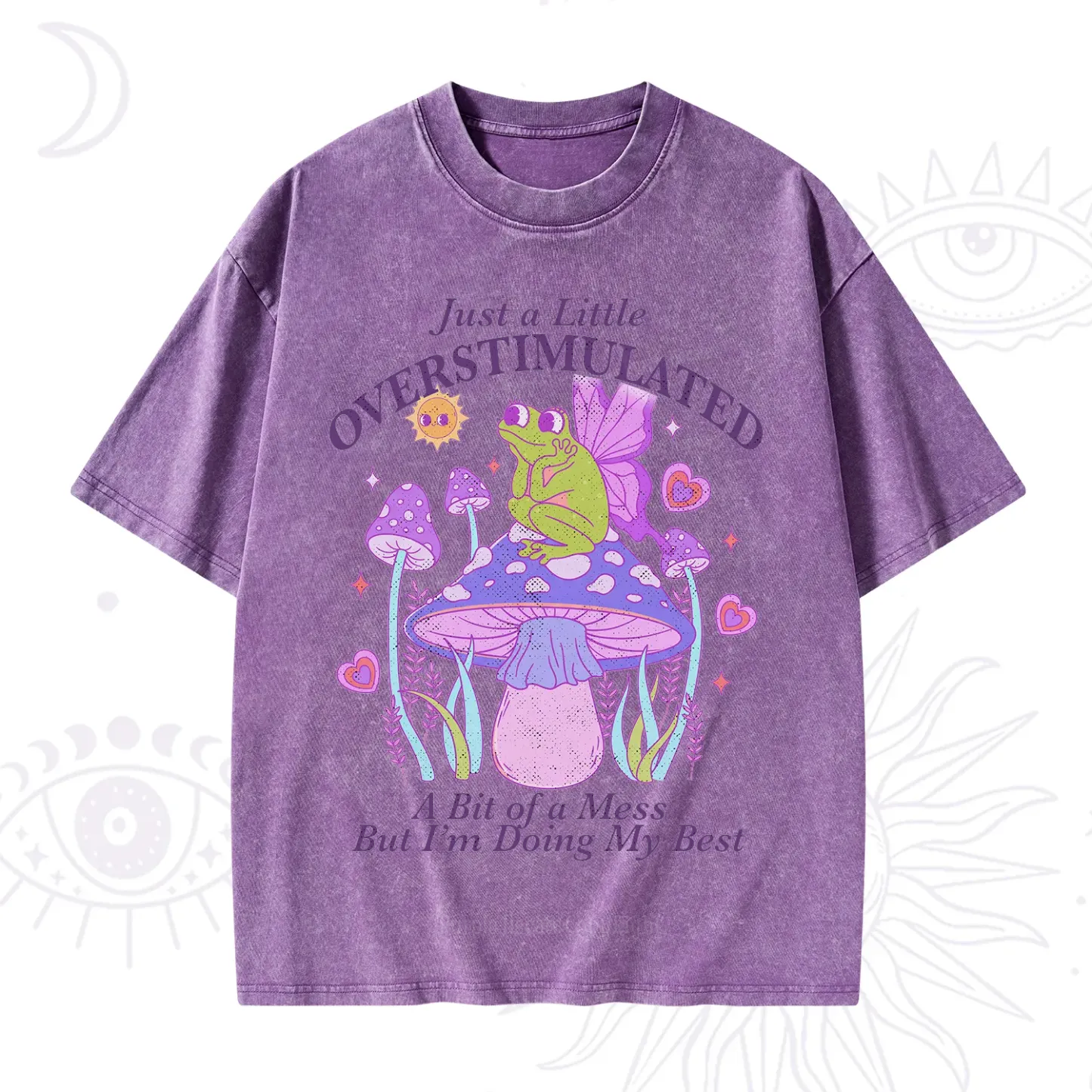 Purplehecate Just a Little Overstimulated Frog Washed T-Shirt