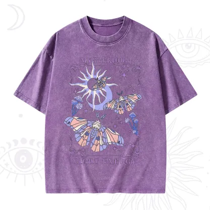Purplehecate Mysterious Night Energy Moth Washed T-Shirt