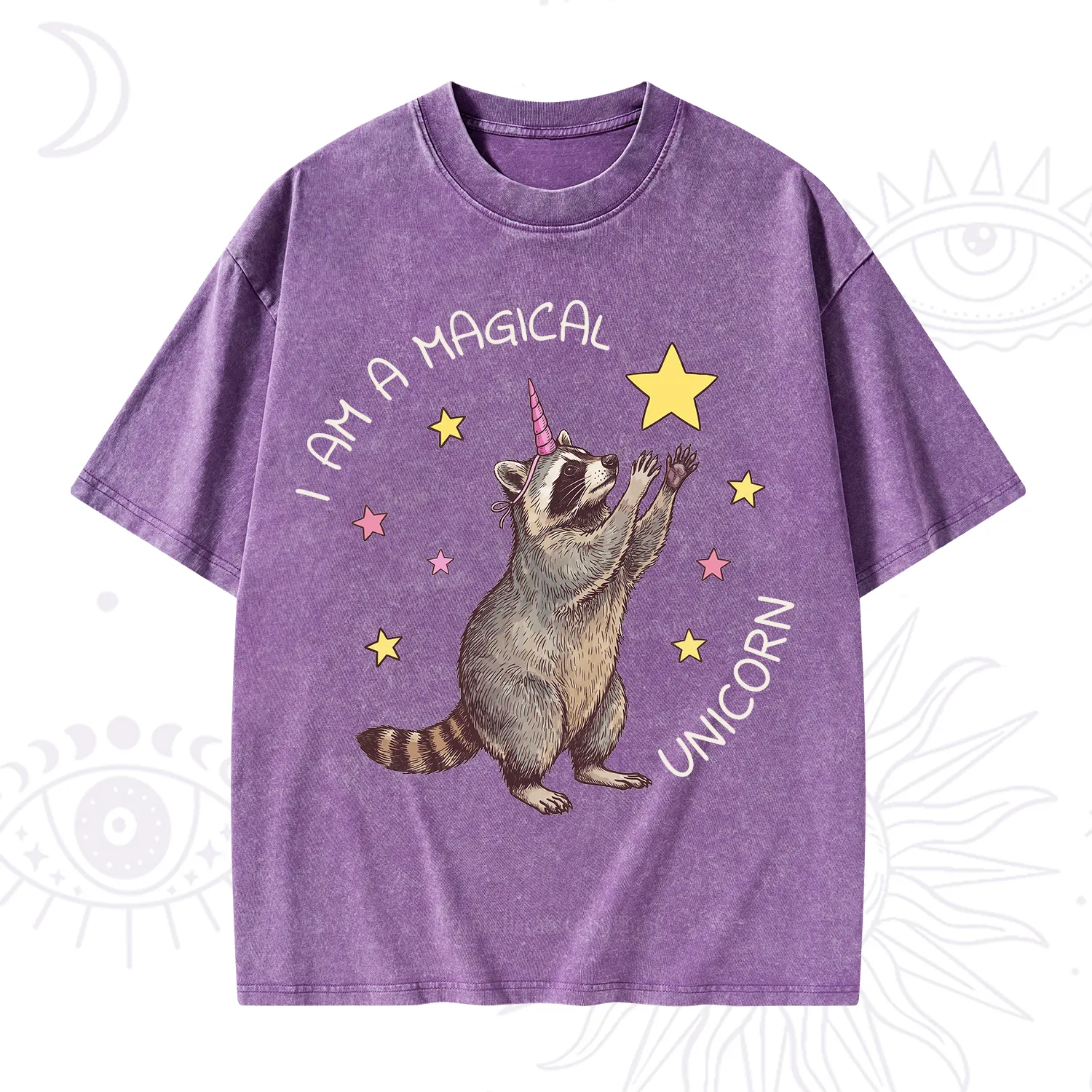 Purplehecate I Am A Magical Unicorn Raccoon Washed T-Shirt