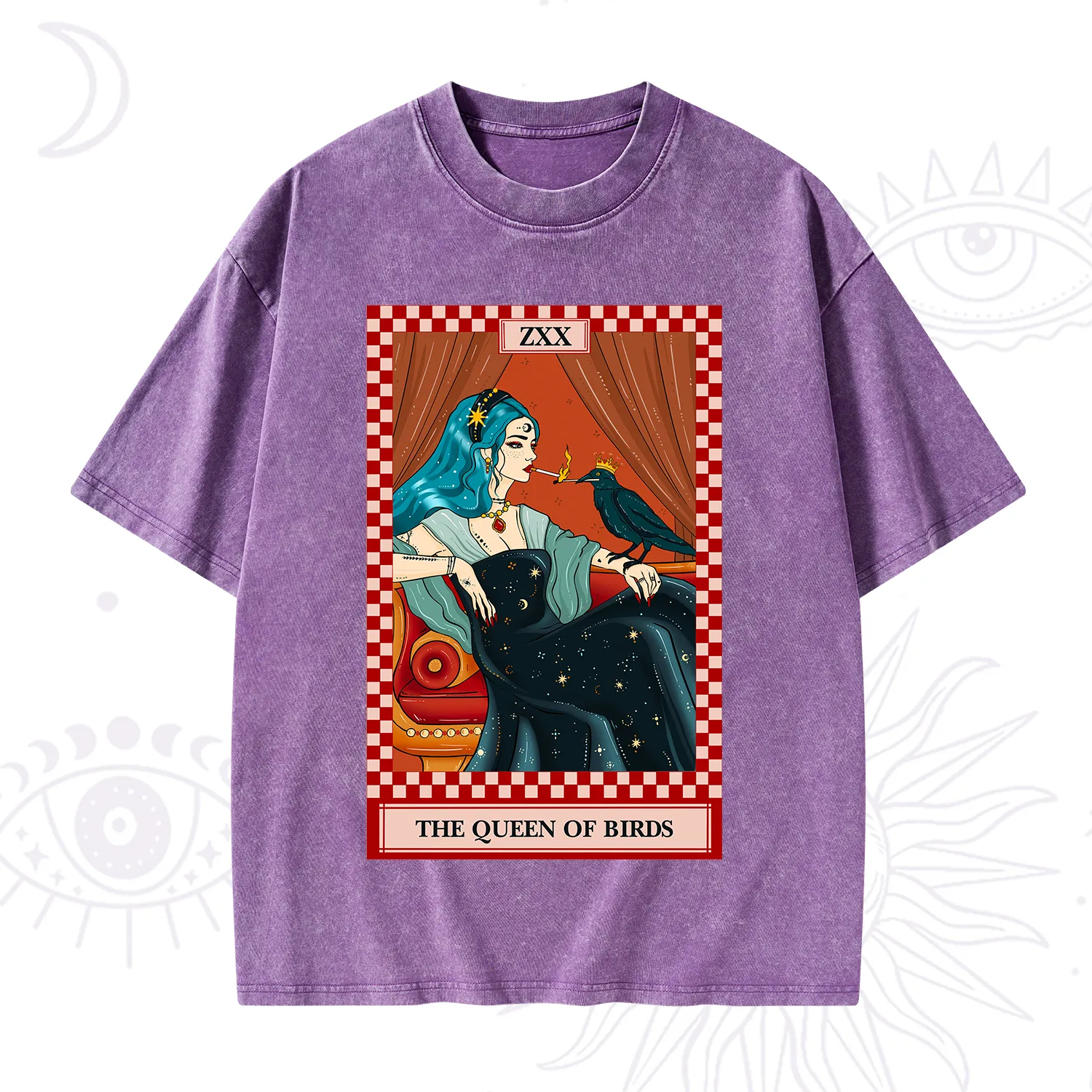 Purplehecate The Queen Of Birds Tarot Washed T-Shirt