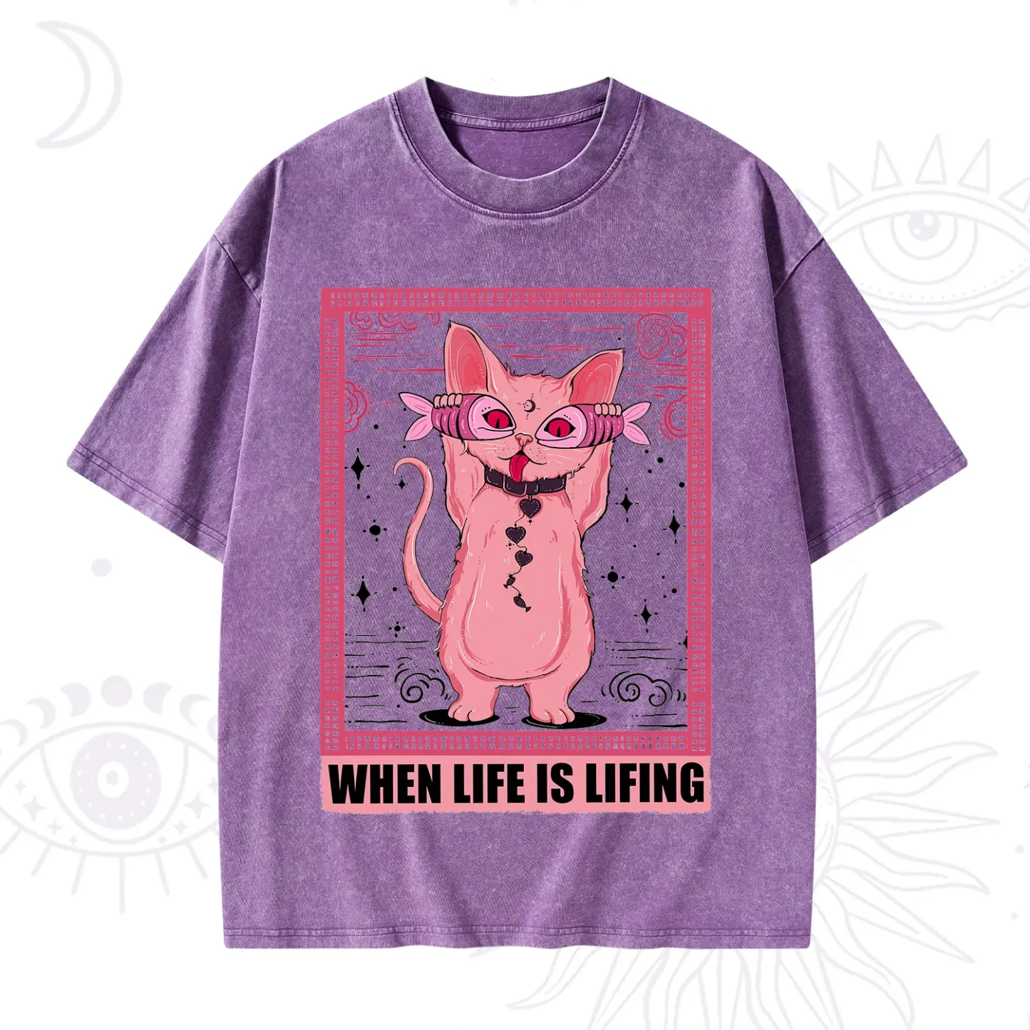 Purplehecate When Life Is Lifting Washed T-Shirt