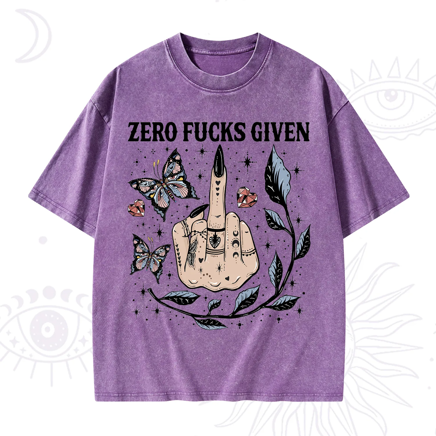 Purplehecate Zero Fucks Given Washed T-Shirt