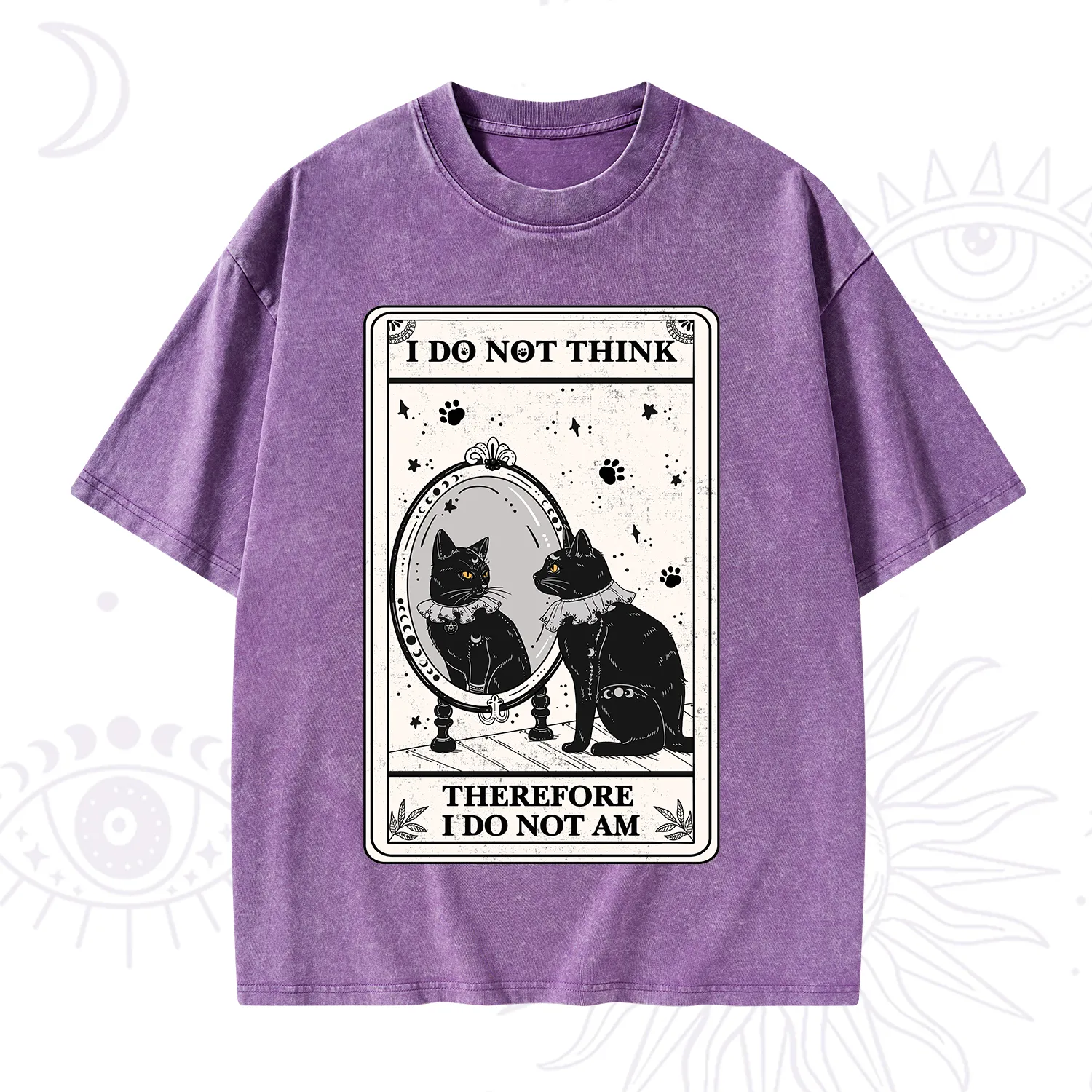 Purplehecate The I Do Not Think Therefore I Do Not Am Oracle Card Washed T-Shirt