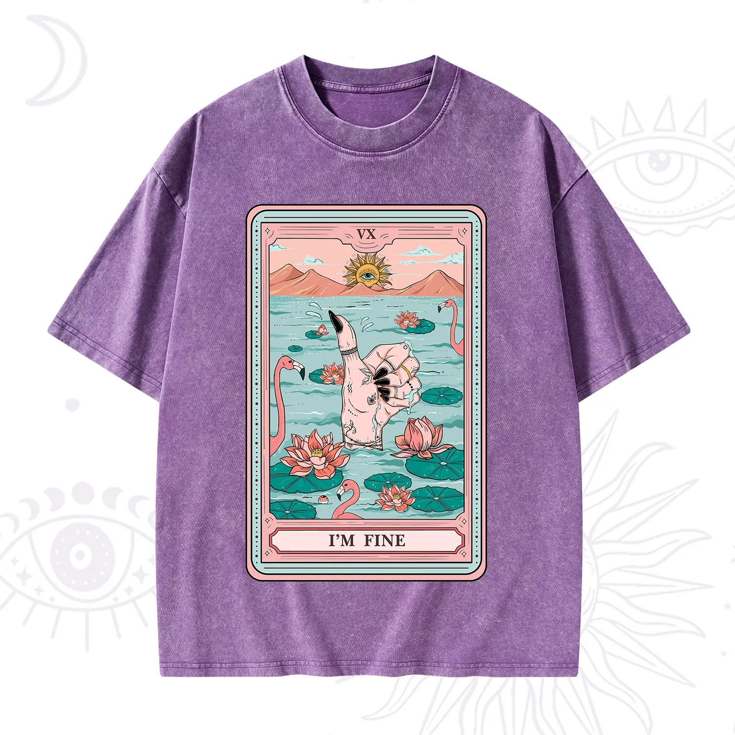 Purplehecate The I'm Fine Tarot Washed T-Shirt