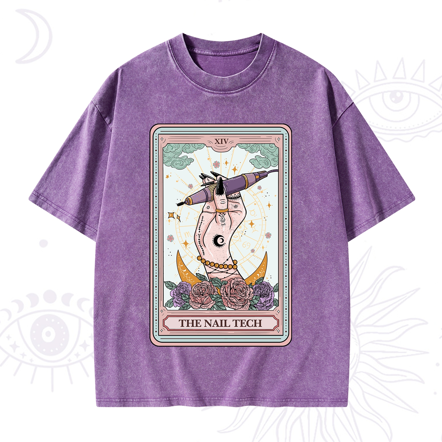 Purplehecate The Nail Tech Tarot Card Washed T-Shirt