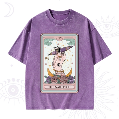 Purplehecate The Nail Tech Tarot Card Washed T-Shirt