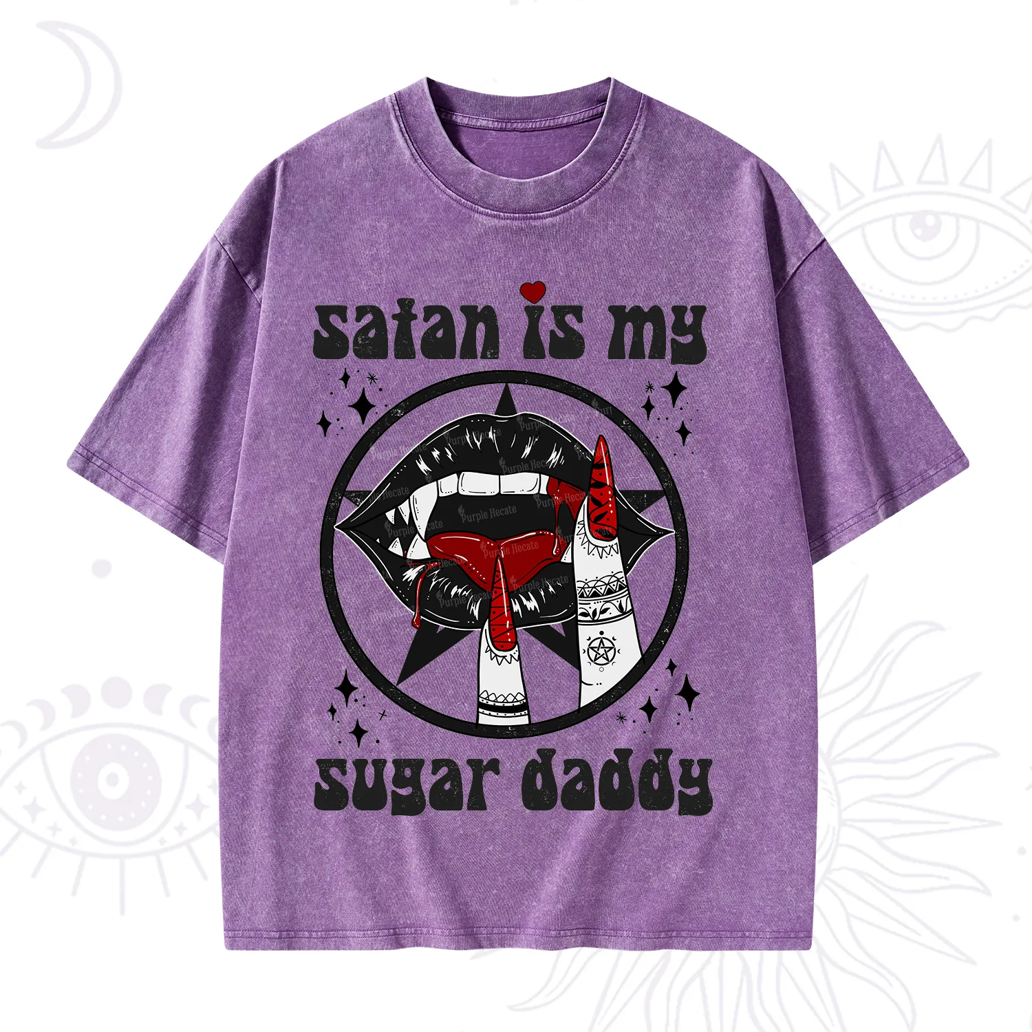 Purplehecate Satan Is My Sugar Daddy Washed T-Shirt