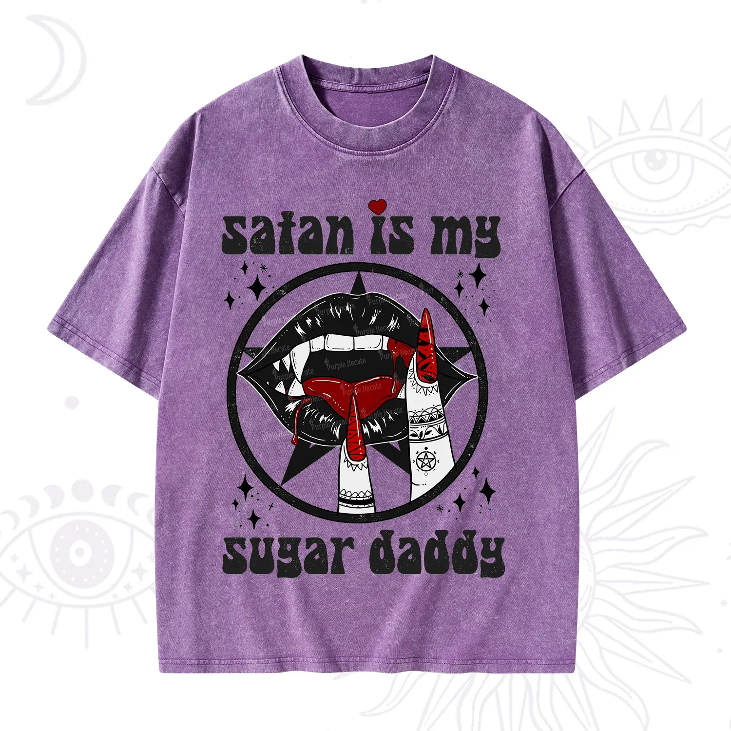 Purplehecate Satan Is My Sugar Daddy Washed T-Shirt