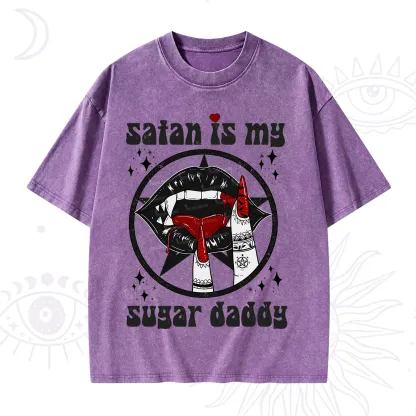 Purplehecate Satan Is My Sugar Daddy Washed T-Shirt