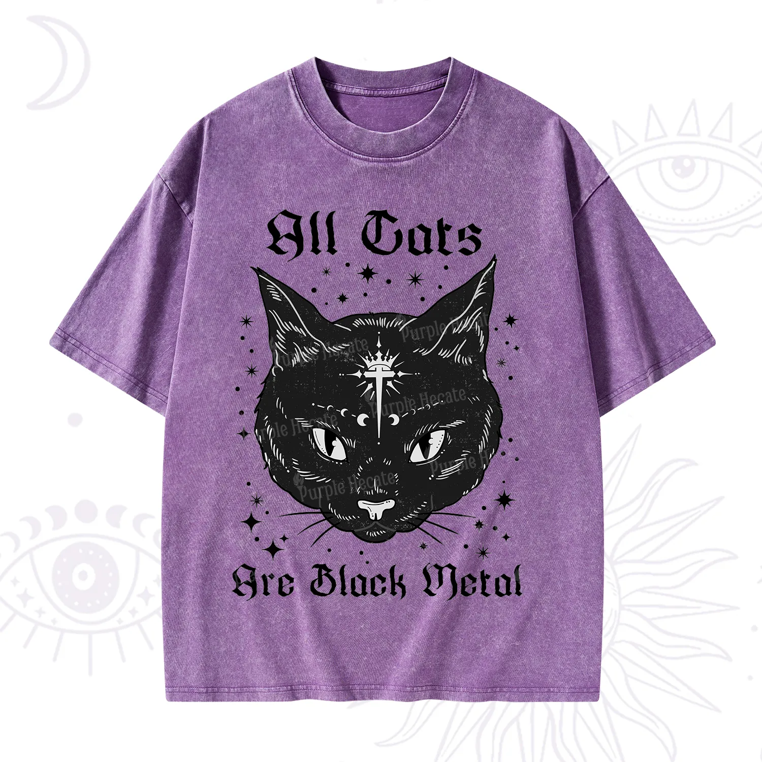 Purplehecate All Cats Are Black Metal Washed T-Shirt