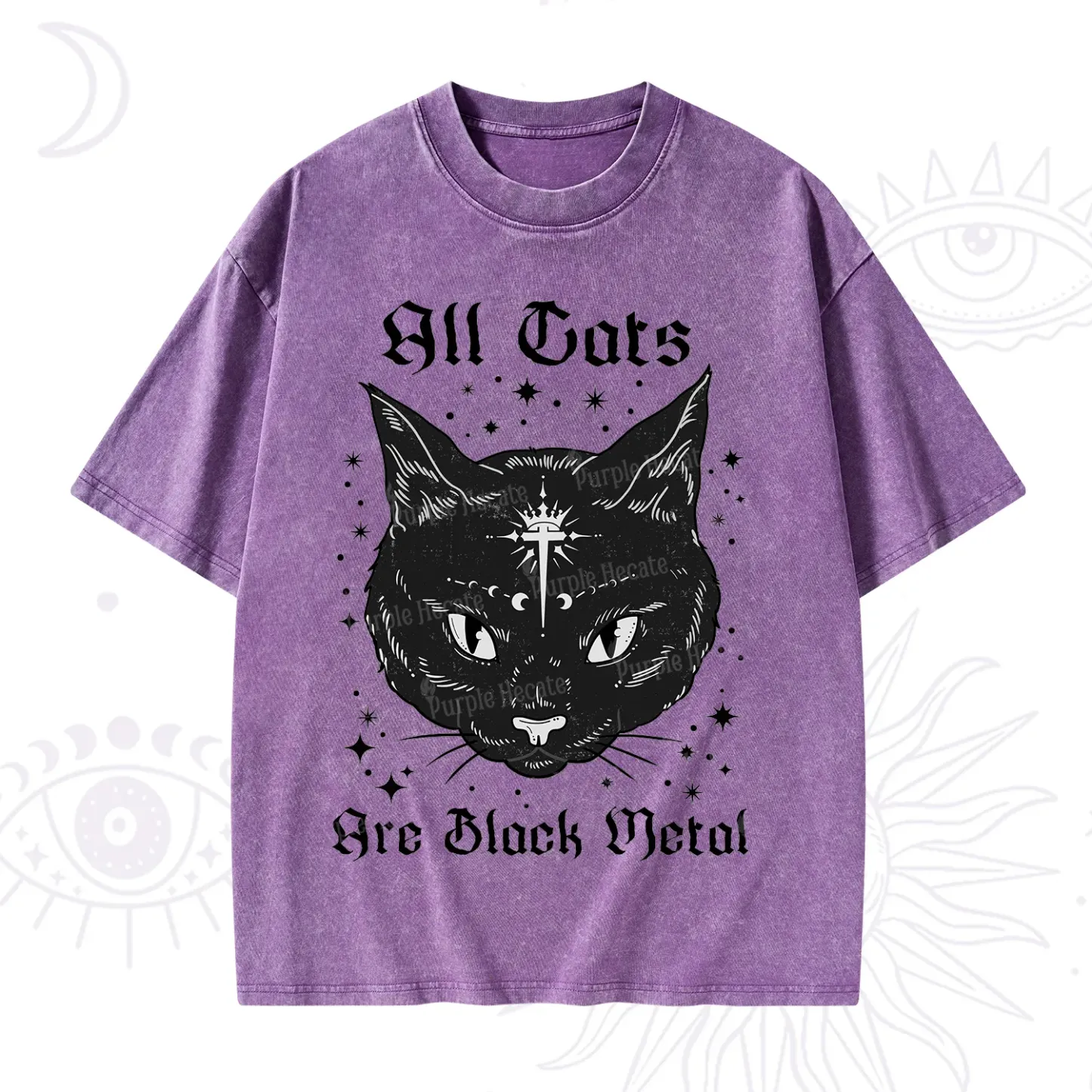 Purplehecate All Cats Are Black Metal Washed T-Shirt
