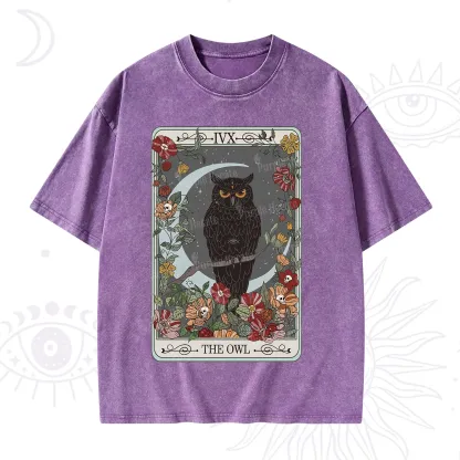 Purplehecate The Owl Tarot Washed T-Shirt