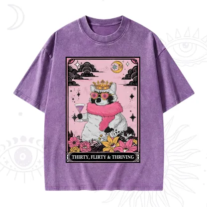 Purplehecate The Thirty Flirty Thriving Oracle Card Washed T-Shirt